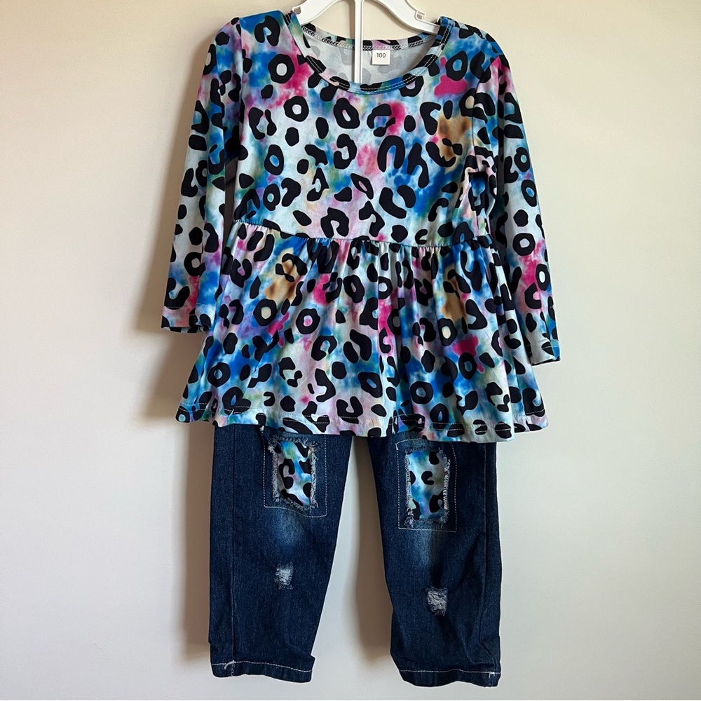 Toddler 2 Piece Leopard Denim Set Size 3T